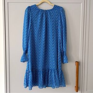Boden Long Sleeve Blue Shift Dress (Size 6)